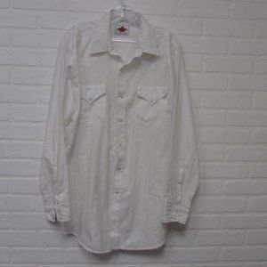 MWG White with Silver and Gold Metallic Pearl Snap Western Style Shirt Large